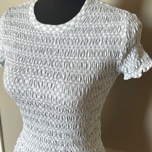 American Eagle Outfitters - White and blue Textured Women's Top - Picture 2 of 8